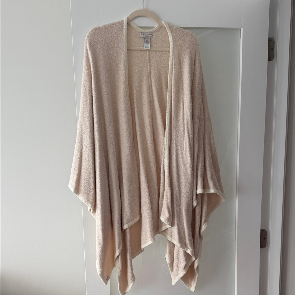 Barefoot Dreams Women's Soft Cream Open-Front Poncho Wrap